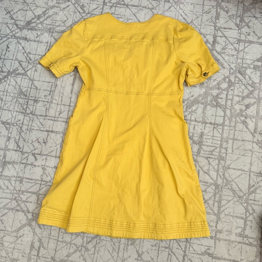 DownEast Jennika Yellow Jean Dress XXL Button Front V Neck Casual Chic Pockets - Picture 6 of 8